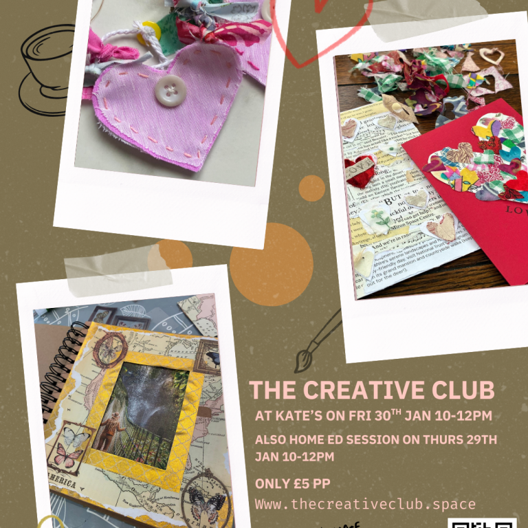 Creative Club at Kate’s, Leek- Fri 30th January 10-12pm