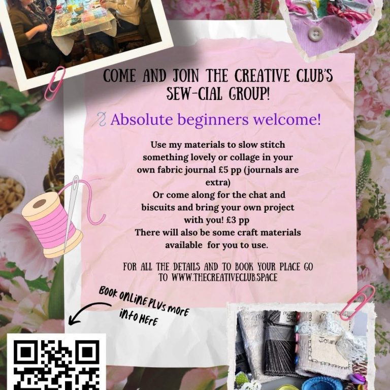 Daytime Sewcial Club at The Roebuck, Leek. Fri May 29th 12.30-2.30pm
