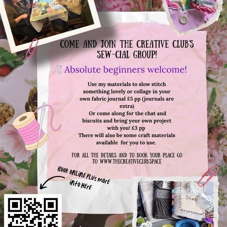 Daytime Sewcial Club- Roebuck, Leek- Fri June 26th 12.30-2.30pm