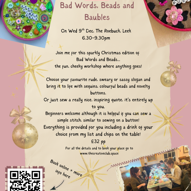 Bad Words, Beads and Baubles- Roebuck, Leek- Wed 9th Dec 6.30-9.30pm